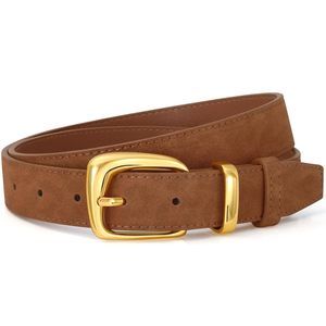 Elegant Brown Belt with Gold Buckle